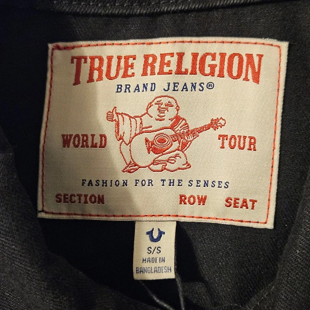 True Religion Mens SN Denim Trucker Jacket Black 108232 Size Small NWT